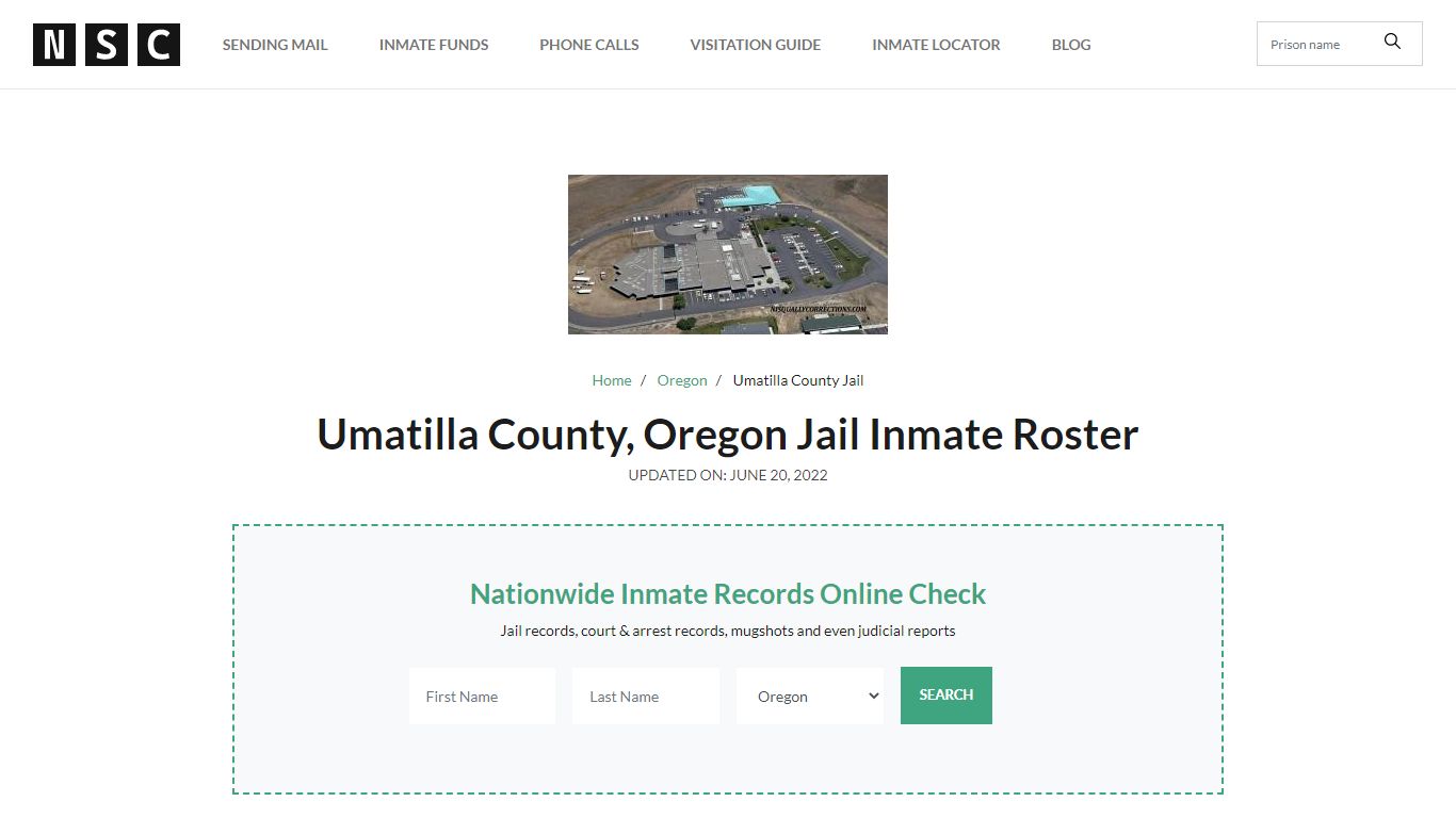 Umatilla County, Oregon Jail Inmate List